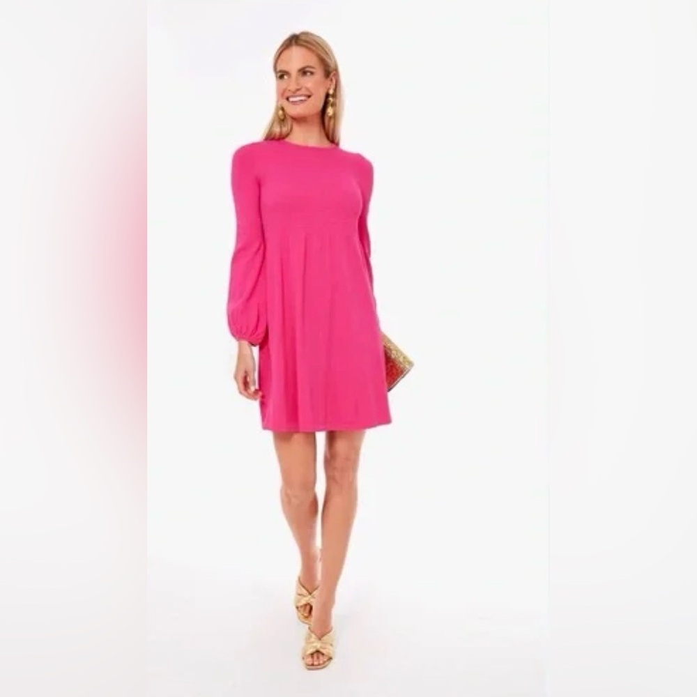 Tuckernuck x‎ Pomander Place | Lennox Pink Mini Knit Blouson Sleeve Dress Small